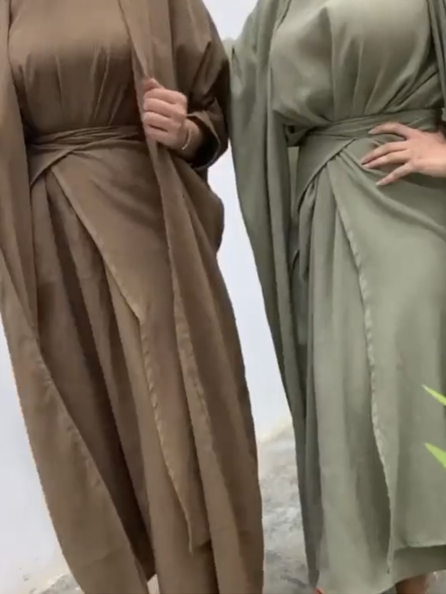 3 Piece Matching Set Women Muslim Linene Dubai Arab Modest Outfit Kimono Open Abaya Maxi Dress Wrap Tie Skirt Ramadan Eid Party