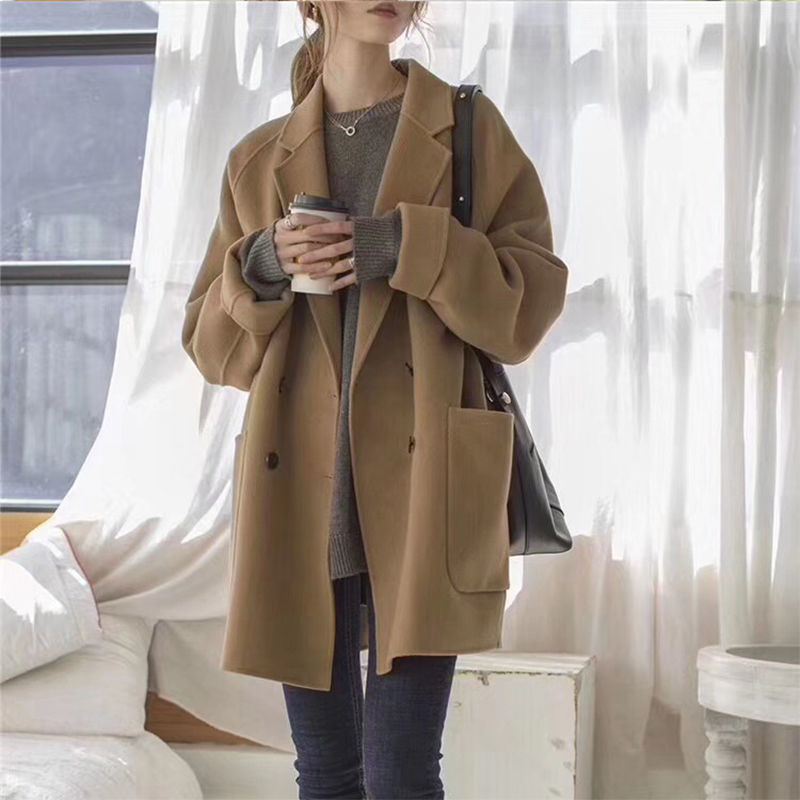 Autumn and Winter  Windbreaker， Feminine Temperament， able Woolen Coat， Versatile European and American Wool Coa