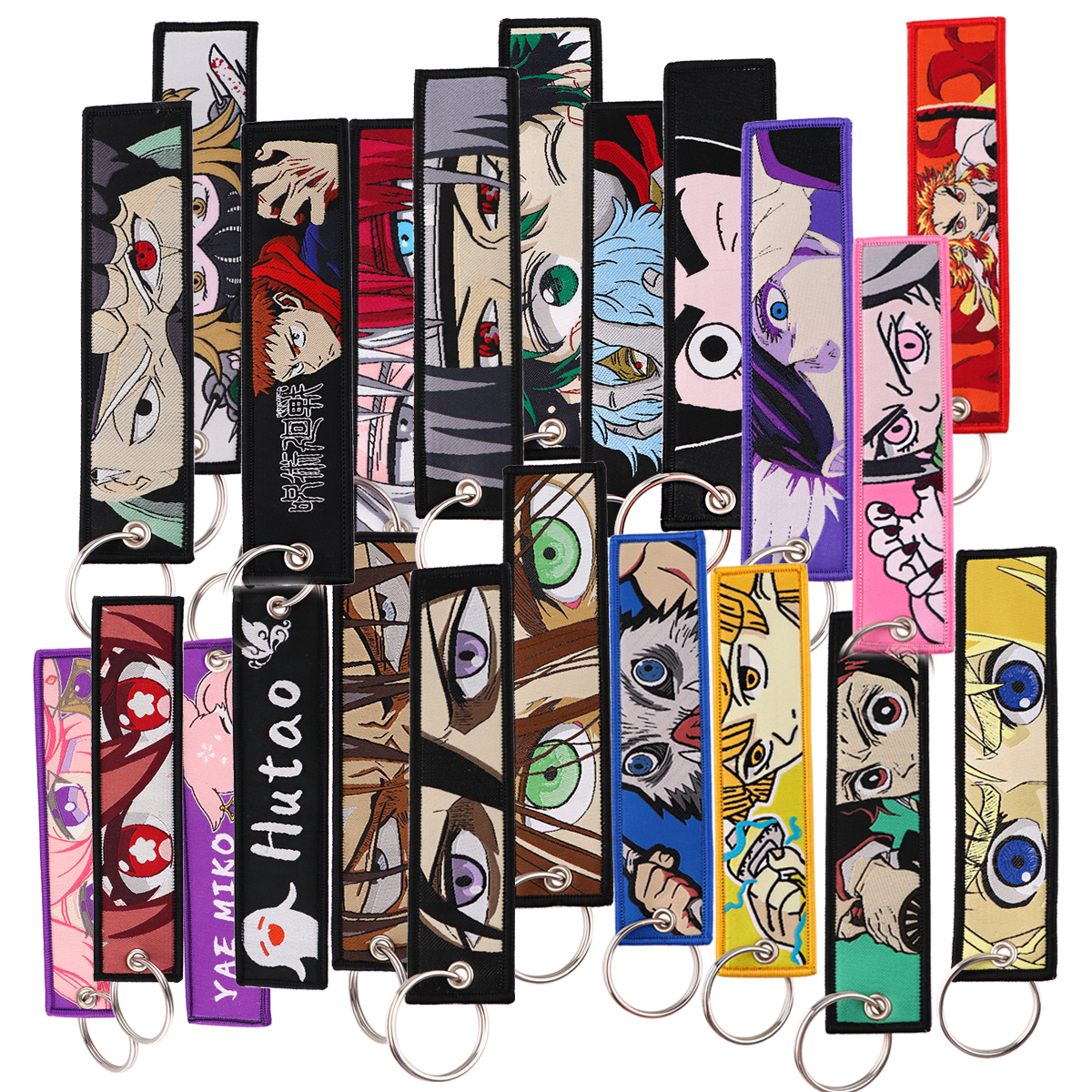 Japanese Anime Cool Embroidery Key Fobs Key Tag Motorcycles Cars Backpack Chaveiro Keychain For Friends  Key Ring Gifts