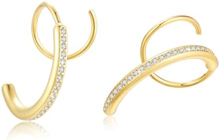 Faux Double Hoop Earrings, 14k Spiral Earrings, Twist Earrings, Double Piercing Earrings for Women