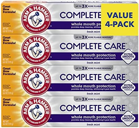Arm & Hammer Complete Care Toothpaste, Fresh Mint Flavor, Whole Mouth Protection, 6.0oz (4-Pack)