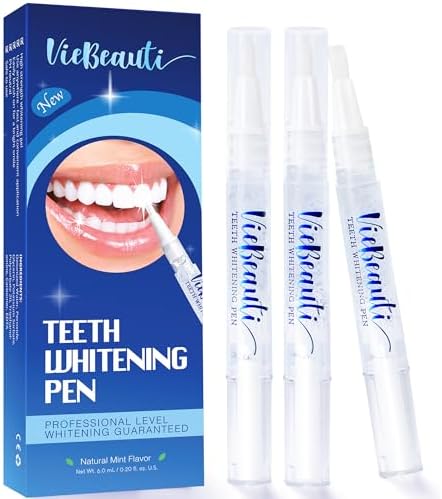 VieBeauti Teeth Whitening Pen (3 Pcs), 30+ Uses, Effective, Painless, No Sensitivity, Travel-Friendly, Easy to Use, Beautiful White Smile, Natural Mint Flavor