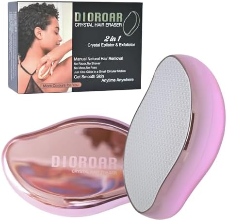 Crystal Hair Eraser,Upgrade Crystal Hair Remover,Physical Nano Glass Hair Removal Device,Painless Epilator and Exfoliator for Quick Soft Silky Skin(Light Pink)
