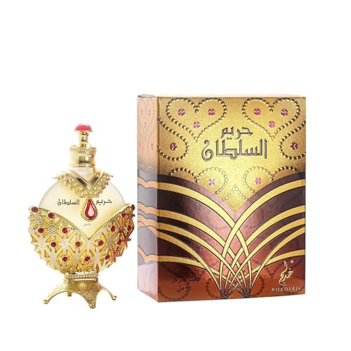 KHADLAJ PERFUMES Hareem Al Sultan Gold Concentrated Perfume Oil  for Women, 1.18 Ounce with Floral, Fresh, and Sandalwood Scent