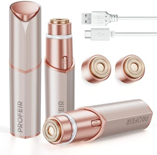 Facial Hair Removal for Women: Electric Hair Removal Device - Rechargeable Painless Face Razor for Chin Upper Lip Peach Fuzz with Light (Rose Gold)