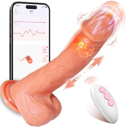 Dildo Thrusting Dildos Realistic Vibrator - Vibrators Adult Sex Toys for Women，Silicone 8 inch Suction Cup Fake Penis Anal G-spot Stimulator and Couple Pleasure with 5 & Vibrating Mode
