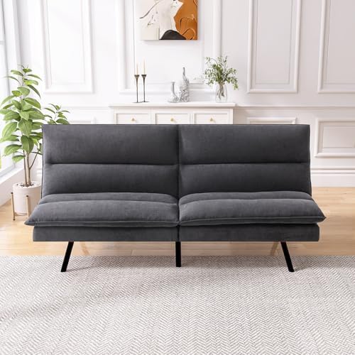 Armless Futon Loveseat Sofa Bed (Black)