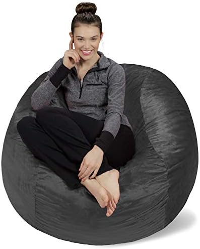 Sofa Sack - Plush, Ultra Soft Bean Bag Chair - Memory Foam Bean Bag Chair with Microsuede Cover - Stuffed Foam Filled Furniture and Accessories For Dorm Room - Charcoal 4'
