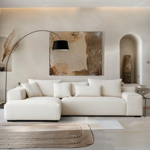 Acanva Modern Oversized Modular L Shaped Sectional Sofa Set for Living Room, Minimalist Style Comfy 4-Seat Corner Couch, Left Chaise,Boucle