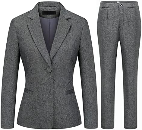 MODFUL Women's 2 Piece Business Suit Pant Set Slim Fit One Button Blazer Jacket Lady Work Suit for Office