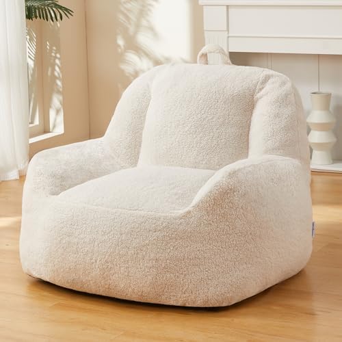 Homguava Bean Bag Chair Sherpa Bean Bag Lazy Sofa Beanbag Chairs for Adults with High Density Foam Filling Modern Accent Chairs Comfy Chairs for Living Room, Bedrooms