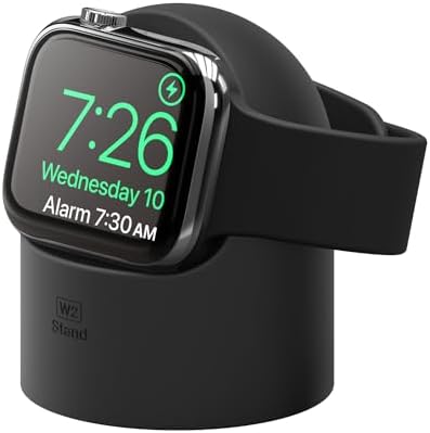 elago W2 Charger Stand Compatible with Apple Watch Series Ultra2/Ultra/9/8/7/6/SE/5/4/3/2/1/SE (49mm, 45mm, 44mm, 42mm, 41mm, 40mm, 38mm), Durable Silicone, Compatible with Nightstand Mode
